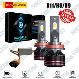 H11 H8 H9 LED Headlight Kit High Low Beam Bulb Super Bright 6500K White 360000LM - Picture 1 of 12