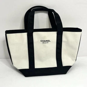 Chanel Beauté Mini Borsa in Tela Panna Bianco Bordo Nero - Foto 1 di 5