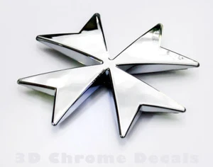Maltese Cross, car auto bike 3D chrome decal - Foto 1 di 1
