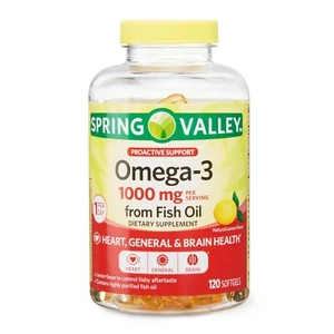 Spring Valley Omega-3 Fish Oil Soft Gels, 1000 mg, 120 Count..+ - Picture 1 of 5