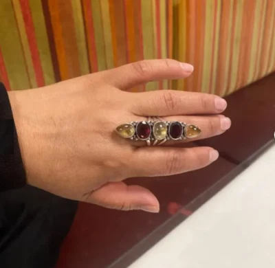 Citrine With Garner Gemstone  925 Sterling Silver Statement Handmade RingR09 - Image 1 of 4