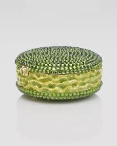 Yy Judith Leiber PillBox pill box Macaroon Green Peridot Olive Crystal NEW gyuhj - Picture 1 of 10