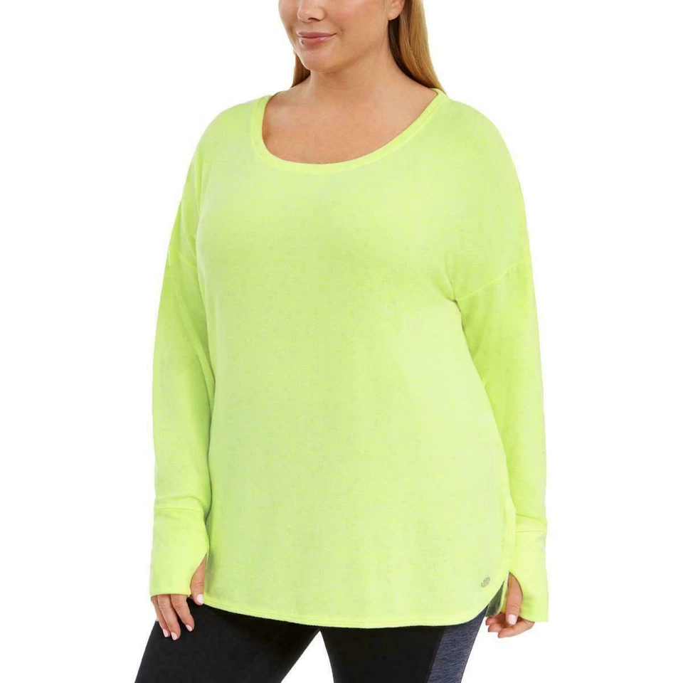 Ideology Womens Yellow Fitness Workout Pullover Top Athletic Plus 1x BHFO 0318