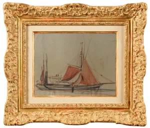 ALBERT FEUILLASTRE (1896 - 1976) BATEAU A PONT-AVEN EN BRETAGNE 1930 (10) - Picture 1 of 3