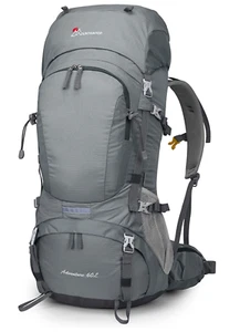 NEW MOUNTAINTOP GRAY HIKING BACKPACK W/ RAINGUARD ADVENTURE 60L - Picture 1 of 12