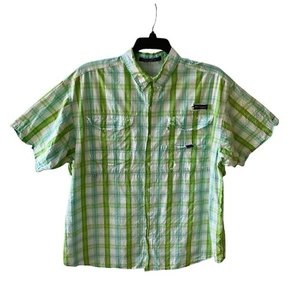 Columbia PFG Men’s L/XL Fishing Shirt Super Bonehead Omni Shade Green Plaid - Picture 1 of 7