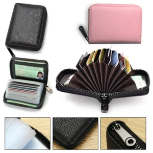 24 Cards Pu Leather Credit ID Business Card Holder Pocket Wallet Purse Unisex - Picture 1 of 22