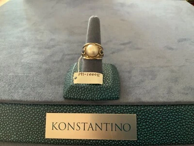 ANILLO CONSTANTINO PLATA ESTERLINA Y ORO 18K PERLAS talla 8 Foto 1 de 4
