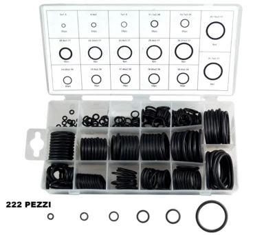 SET DI O-RING GUARNIZIONI RUBINETTI ASSORTIMENTO 222 PEZZI - 17 MISURE ASSORTITE - Immagine 1 di 4