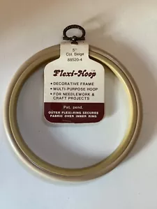 Vintage Flexi-hoop BEIGE 5” Needlework Hoop/frame W/Metal Hanger Taiwan 88520-4 - Picture 1 of 3