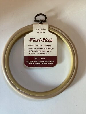 Vintage Flexi-hoop BEIGE 5” Needlework Hoop/frame W/Metal Hanger Taiwan 88520-4 - Image 1 of 3