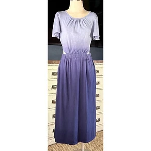 Maxi abito lungo midi nuovo con etichette $118 Anthropologie schiena aperta tinta ombra Medium M - Foto 1 di 8