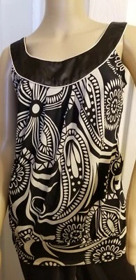 Heart Soul Womens Top Black White Paisley  Sleeveless Medium — 第 1/4 张图片