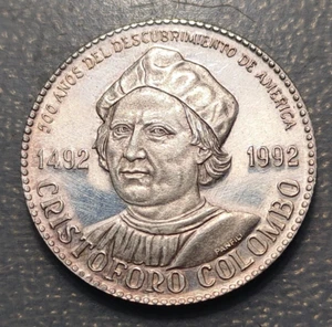 ITALIA CRISTOFORO COLOMBO CRISTOBAL COLON 500 AÑOS DESCUB. AMERICA MEDALLA PLATA - Picture 1 of 2