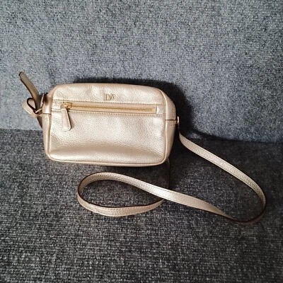 Mini Bandolera Diane Von Furstenberg DVF Milo Cuero Cremallera En Dorado Foto 1 de 4