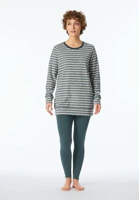 SCHIESSER Damen Schlafanzug Pyjama lang Nachtwäsche Frottee Leggings Ringel warm - Bild 1 von 4