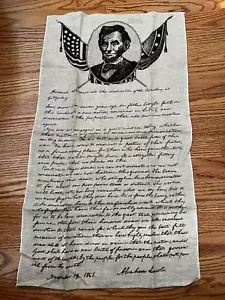 Abraham Lincoln Gettysburg Adresse Geschirrtuch Vintage Neu ohne Etikett Neu - Bild 1 von 4