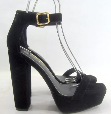 LILIANA Black 5.5"Block High Heel Open Toe ankle Strap  Shoes WOMEN  Size  10 - Image 1 of 4