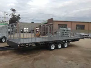 22x7 Flat Top Trailer Tri axle Trailer with Truck Gates - Picture 1 of 1