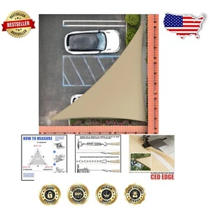 7' x 14' x 15.7' UV-Block Sand Beige Sun Shade Sail - Durable Waterproof Design - Picture 1 of 11