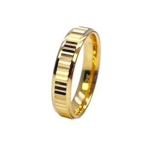 22ct Yellow Gold High Polished Edge Diamond Cut Women's Wedding Band 4mm - Picture 1 of 9