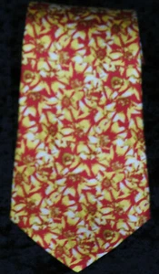 AC Canova "GEORGE DUBOEUF" md in France Red & Yellow Floral silk tie 58 x 3 3/4" - Picture 1 of 3