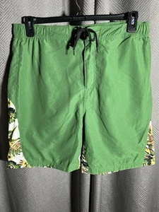 Beach Rays Men’s Swim Trunks Hunter Green Tropical Print Size Large - Picture 1 of 5