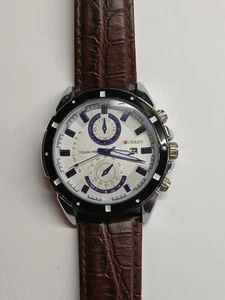 Mens Curren Watch Working Battery In Used Condition Leather Strap J - Picture 1 of 6