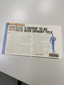 CANCELED 'X-FACTOR' TO BE REPLACED WITH SPINOFF TITLE Print Article Marvel  - Picture 1 of 4