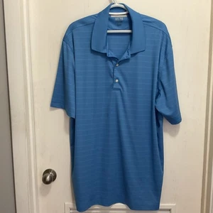 Herren Greg Norman ML75 mittelblau Nadelstreifen 2XL Golf Polo - Bild 1 von 6