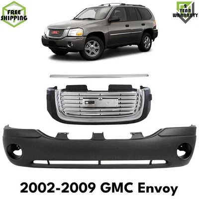 Front Bumper Cover Primed Plastic & Grille Assembly Kit For 2002-2009 GMC Envoy Foto 1 de 4
