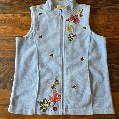 Shenanigans Fleece Vest Small Embroidered Autumn Fall Sleeveless cabincore - Image 1 of 4