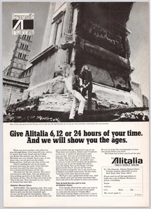 Alitalia Transit a Roma Italy Airline Ad Roman Forum Photo Vintage Print Ad 1970 - Picture 1 of 5