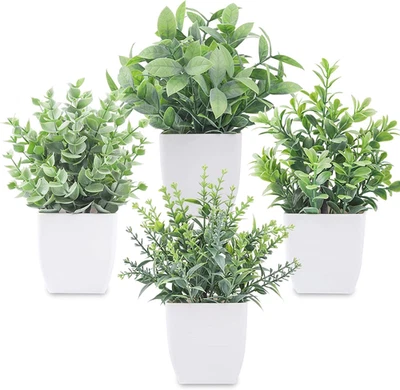 Pack de 4 plantas falsas mini plantas artificiales verdes en maceta para decoración del hogar interior  Foto 1 de 4