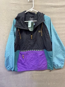 LL Bean Jacket Mens XL Black Teal Purple Mountain Classic Anorak Pullover Hooded - Picture 1 of 10