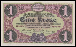 i-010269 Austria-Hungary 1 Krone 1916. POW Camp Zalaegerszeg UNC - Picture 1 of 2