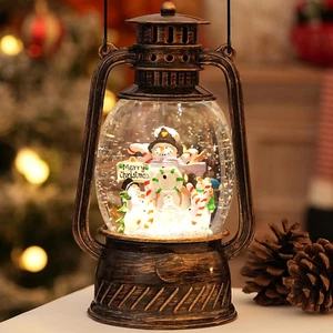 Snowman Snow Globe Christmas Decorations, Light up Musical Christmas Snow Globes - Picture 1 of 12