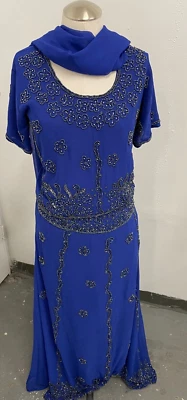 Lehenga Choli XL XXL New Blue Beaded India Pakistan Wedding Diwali Eid Bollywood - Image 1 of 4