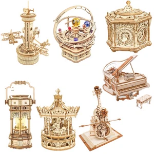 ROKR 7-Kits 3D Wooden Puzzle Mechanical Music Box DIY Xmas Gifts Toys for Adult - Picture 1 of 94