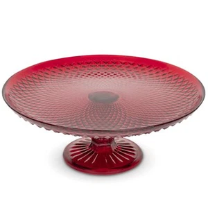 Amici Home Diamond Footed Glass Cake Stand, 10 Inch - Red - Picture 1 of 6