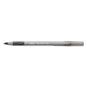 Bic Round Stic Grip Xtra Comfort Ballpoint Pen Black Ink .8mm Fine Dozen - Picture 1 of 6