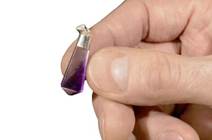 LILA FLUORIT Kristall Halskette Anhänger 1 1/4" .925 Sterling Stein Mineral Stein - Bild 1 von 3