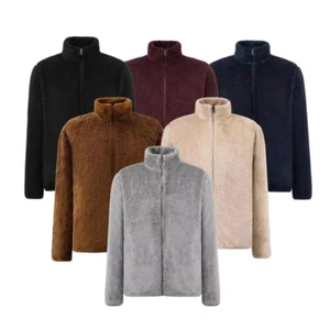 Mens Jacket Polar Fleece Hoodie Coat Thermal Cardigan Outwear Fluffy Warm Tops - Picture 1 of 23