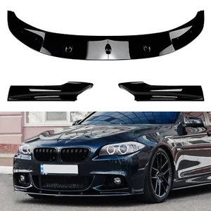 Gloss Black Front Bumper Splitter Lip For BMW 5 Series F10 F11 M Sport 2011-2017 - Picture 1 of 11