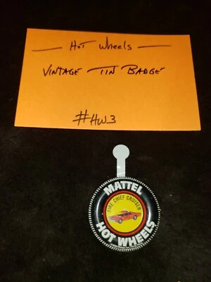 Insignia de hojalata de metal original vintage 1968 Hot Wheels Fire Chief Cruiser #3 Foto 1 de 2