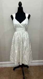 Vestido Anthropology TRACY REESE 100% Gasa Seda Marfil Forrado Ajuste y Acampanado 8 - Imagen 1 de 15