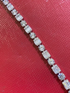 Bracciale tennis donna argento sterling 925 massiccio 7,5 pollici zirconi fantasia/t1 - Foto 1 di 2