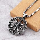 Mens Dharma Chakra Necklace Stainless Steel Wheel of Law Symbol Pendant Chain