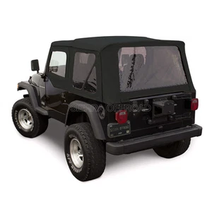 Jeep Wrangler TJ Soft Top, 1997-02, Tinted Windows, Upper Doors, Black Sailcloth - Picture 1 of 8