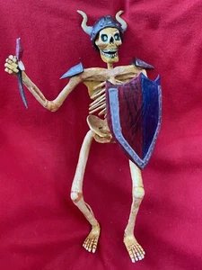 Mexican Folk Art Day Of The Dead Papier-mâche Skeleton Viking - Picture 1 of 21